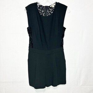 Double Zero Lace Back Romper Black 2.5" Inseam Lined Size L